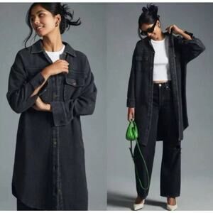 Anthropologie Pilcro Duster Corduroy Jacket Shacket Oversized Long Button Sz S